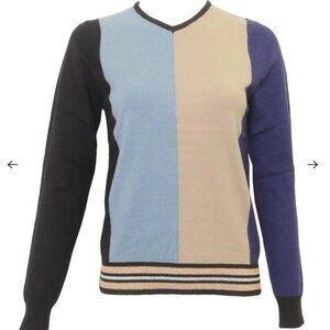 MiuMax Color Block V-Neck Sweater – Extra Large